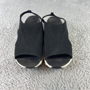 Skechers 119236 Black Knit Slingback Wedge Sandals Women Size 8